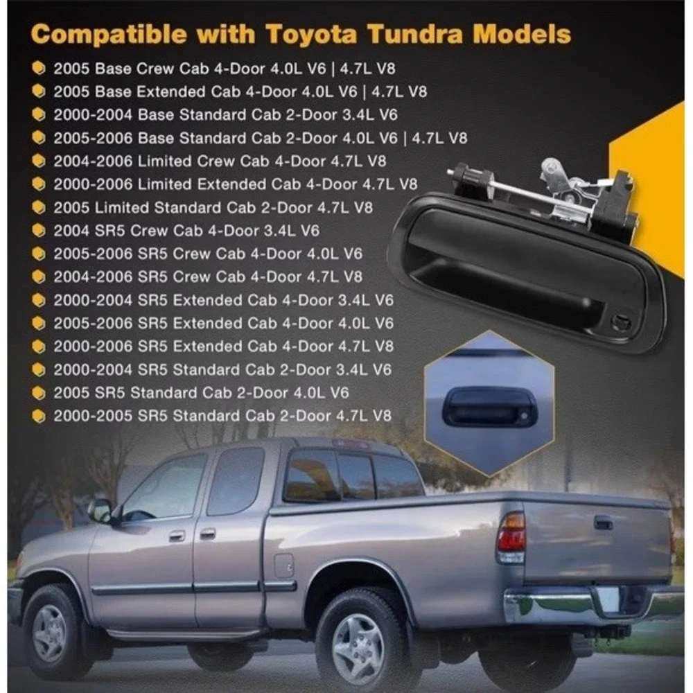 69090-0C010 Tailgate Handle Liftgate Latch Keyhole For 00-06 Toyota Tundra Black